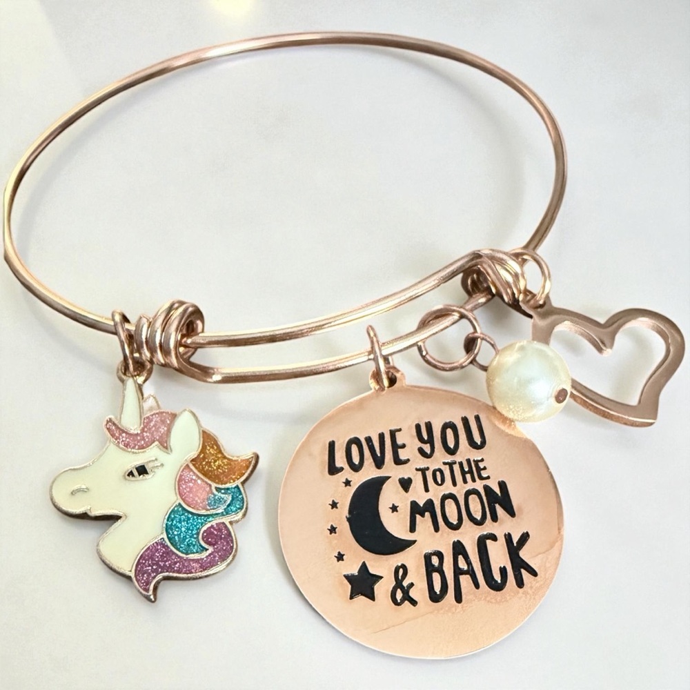 Rose Gold Unicorn Charm Bracelet